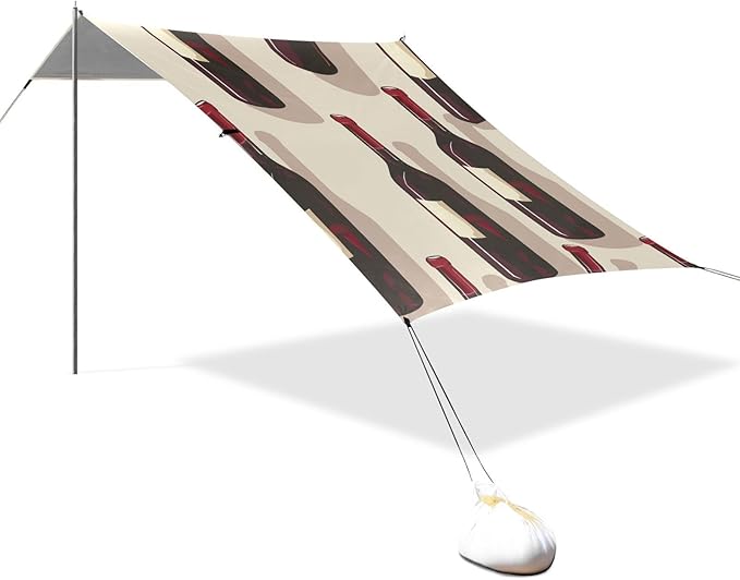 ALAZA Red Wine Bottle Seamless Beach Tent Sun Shelter Portable Canopy Sunshade for Outdoor Camping Picnics Backyard Fun 10x9 ft