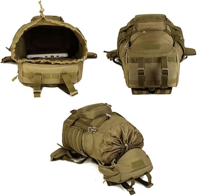 Huntvp 55L Tactical Military MOLLE Backpack Rucksack (Black)