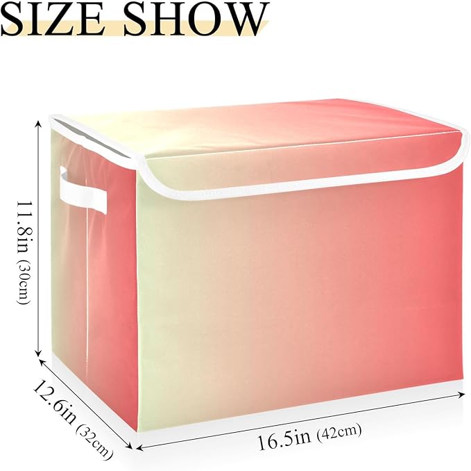 Peach Gradient Storage Bins with Lid Foldable Home Storage Qt Storage Bins with Lids for School Supply Office Basket