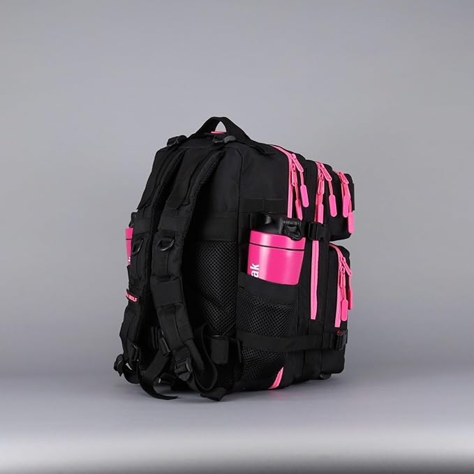 WOLFpak 35L Tactical Gym Backpack (Black Neon Pink) Durable 1000D Waterproof Oxford Material with MOLLE Webbing Laptop Pocket &amp Dual Cup Holders Durable Fitness/Travel/Military Daypack