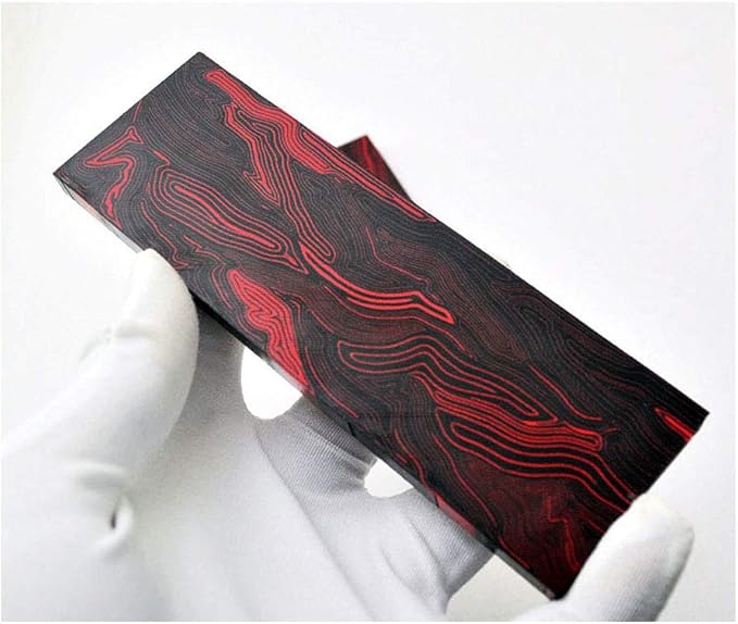 RECHERE 2pcs Knife Handle Scale Slabs Grips G10 Damascus Pattern Black Red Knives Sword Gun Making Material 130X43X8mm