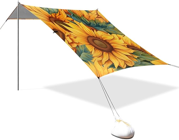 ALAZA Watercolor Sunflower Floral Beach Tent Sun Shelter Portable Canopy Sunshade for Outdoor Camping Picnics Backyard Fun 10x9 ft