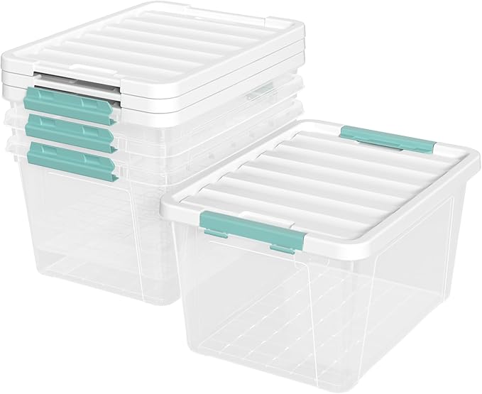 36 Quart Large Plastic Storage Boxes with Lids Clear Plastic Storage Totes 4 Packs