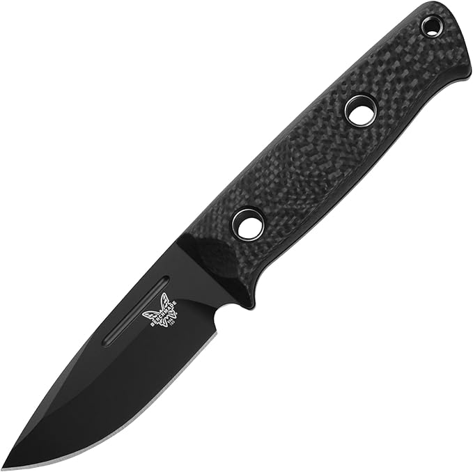 Benchmade - Mini Bushcrafter Outdoor Survival Knife with Black Carbon Fiber Handle (165BK)