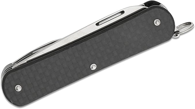 Fox Knives Vulpis FX-VP130-SF5 CF Slipjoint EDC Pocket Knife 5-in-1 Multitool - 2.17in Blade Hacksaw Bottle Opener Can Opener Scissors Flat Head Screwdriver - Every Day Carry (Carbon Fiber)