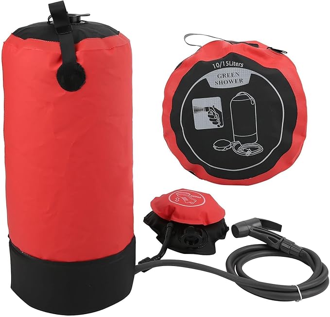 Solar Shower Bag 11L Portable Camping Shower Bag Special Nozzle Design Outdoor Shower with Shower Head Tube for Camping Hiking Traveling