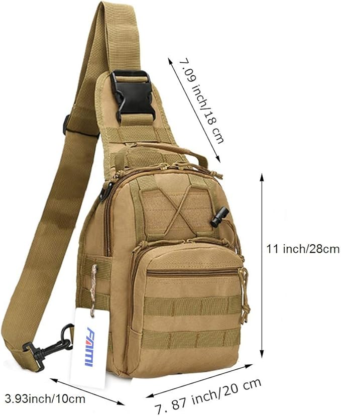 FAMI Outdoor Tactical Bag Backpack Military Sport Bag Pack Sling Shoulder Backpack Tactical Satchel for Every Day Carry (Tan 2 Packs)