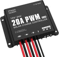 Power Queen 20A 12V/24V PWM IP68 Waterproof Solar Charger Controller with LED Indicators Ideal for LiFePO4 AGM Gel Flooded Battery in RVs Trailers Boats Yachts