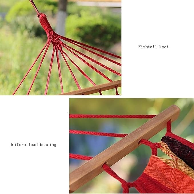 Portable Hammock Portable Hammock Anti-Rollover Hammocks Outdoor Indoor Thickening Hanging Tassel Canvas Breathable Swing for Backpacking Beach (Color : Blue)
