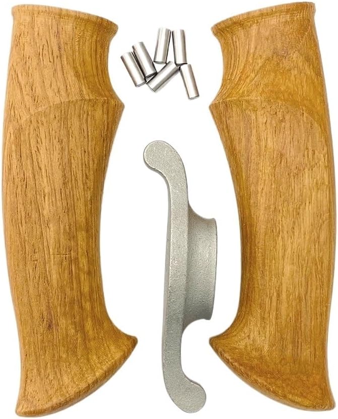 1 Pair Solid Wood Blank Knife Handle with 1PC Steel Finger Guard Protector and 6PCS Screws Fit for Home and Kitchen
