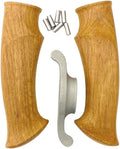 1 Pair Solid Wood Blank Knife Handle with 1PC Steel Finger Guard Protector and 6PCS Screws Fit for Home and Kitchen