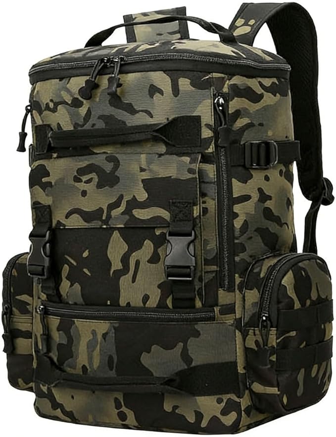 LINGYUE Tactical Backpack Bagpack Waterpoof Hiking For Camping Travel Commute With Laptop Compartment Multi Pockets For Men Women(Camouflage-B)