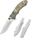 TONIFE Multi-Purpose Folding Knife with Interchangeable Blades 5Cr15MoV Steel Aluminum Handle Camo Outdoor Survival Knife
