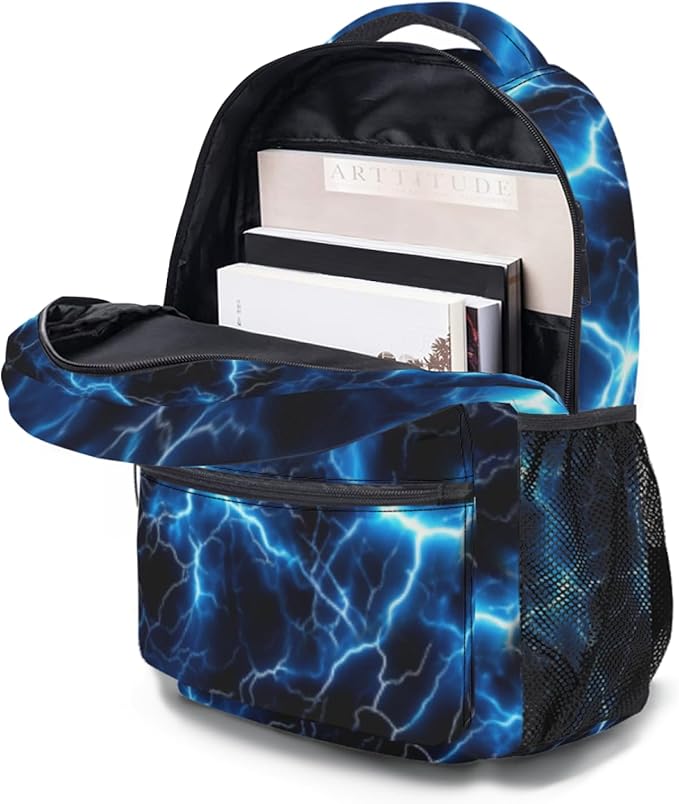 Boys Backpack Lightning Design School Backpack for Boys Student Bookbag Lightweight Large Capacity for Elementary Middle School Teen Boys Back to School Travel Daypack 17.32 x 12.59 Inch