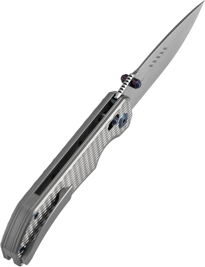 KANSEPT Eaglestrike Pocket Knife 3.73 Stonewashed CPM S35VN Blade Bead Blasted Titanium Handle with Diamond Pattern and Thumb Stud Lock for EDC Camping Hiking Survival Gifts for Men K1095V4