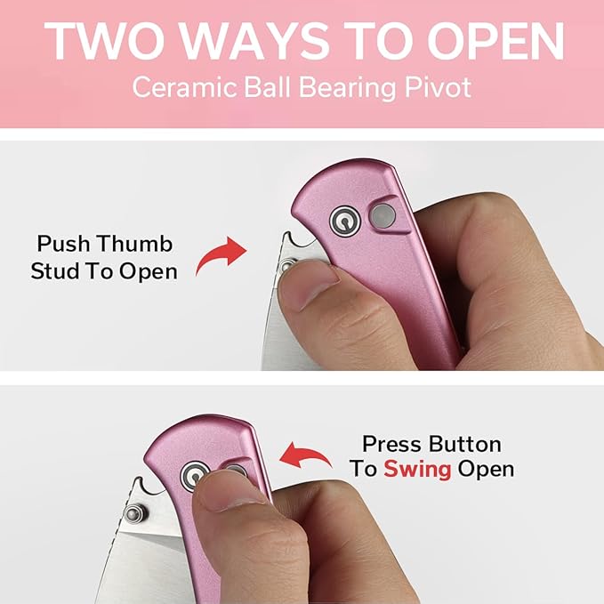CIVIVI Qubit Pink Pocket Knife for EDCFolding Utility Knife with 2.98 14C28N Blade Aluminum HandleFashion Gifts for WomenMen C22030E-5