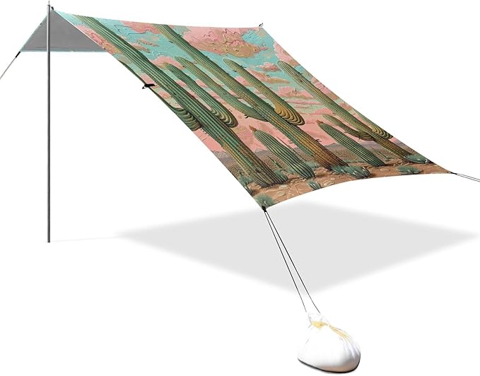 ALAZA Watercolor Cactuses Beach Tent Sun Shelter Portable Canopy Sunshade for Outdoor Camping Picnics Backyard Fun 10x9 ft