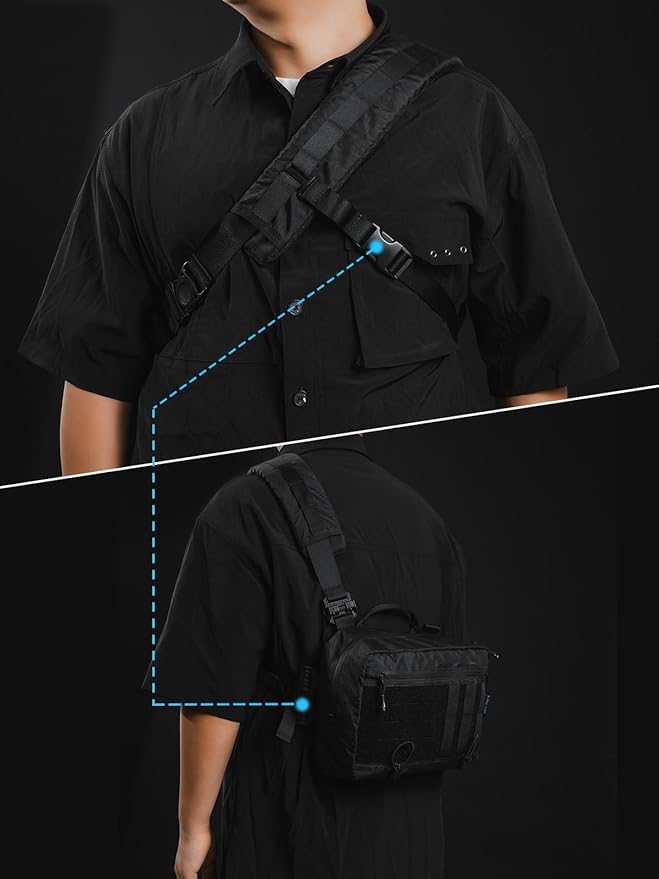 TACTICAL_GEEK L3 Pro EDC Crossbody Bag Chest Bag with Adjustable StrapDaily Carry Sling Pack Large Capacity Daypack Organizer for Camera Drones（X-PAC Black）
