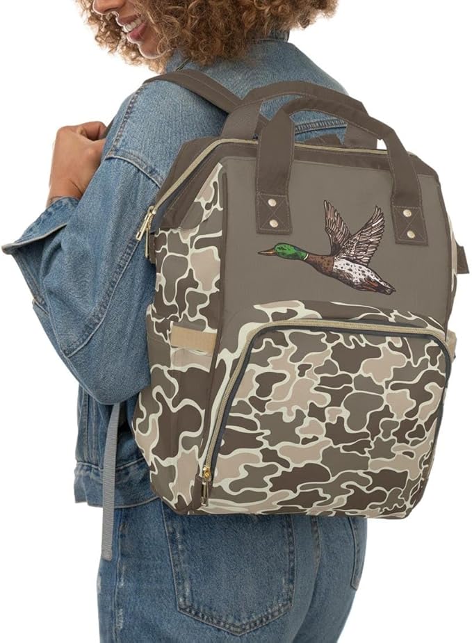Marsh Old School Camo Duck Backpack/Camo Diaper bag/Mallard Duck Travel Bag/Hunting Bookbag/Country Life Bookbag