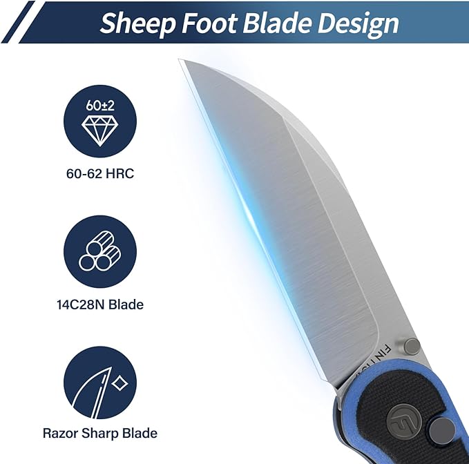 FINTISO Pocket Knife 3 14C28N Blade EDC Knife with G10 Handle Folding Knife with Pocket Clip for Outdoor Camping Hunting Hiking Survival Parrot Series