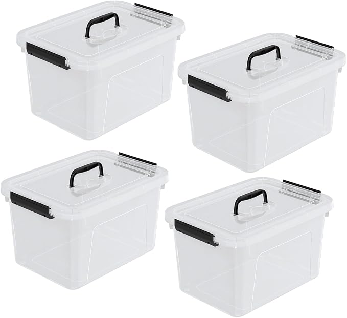 4-Pack 17.5 Quart Plastic Storage Bin Clear Storage Bins Containers Boxes with Lid and Handle