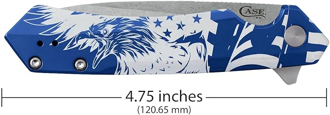 Case XX Pocket Knife EAGLE &amp FLAG BLUE ANODIZED ALUMINUM KINZUA Item #10780 - KINZUA S35VN - Length Closed: 4 3/4Inches