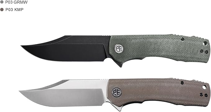 Petrified fish PFP03 Victor3.58 K110 Satin Blade140g Micarta Handel Flipper Liner lock Folding knife (Khaki Black Stonewashed)