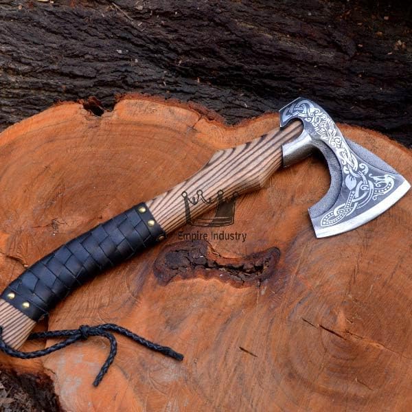 Handmade High Carbon Steel Viking Valhalla Axe with Sheath - Outdoor Camping - Hunting Axe by Empire Industry