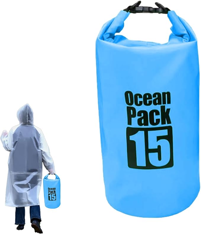 Waterproof Dry Bags for Beach15L Roll Top Surfing Organizer | Swimming Storage Bag | for Kayakers Boaters Swimmers Fishermen Rafters Surfers Travelers Hikers Beach Trips Boating Swimming Kayaking
