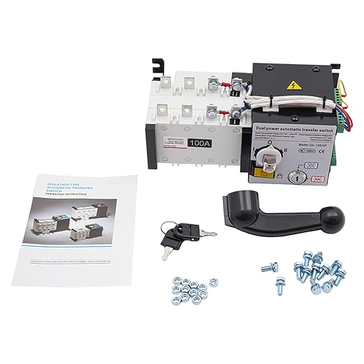 Dual Power Automatic Transfer Switch 63A 2P/4P 110V Generator Changeover Switch Tool Electronic Power Circuit Breaker Controller 50HZ/60HZ (4P/100A Black)