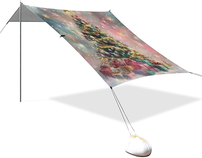 ALAZA Fantasy Background Christmas Tree Beach Tent Sun Shelter Portable Canopy Sunshade for Outdoor Camping Picnics Backyard Fun 10x9 ft