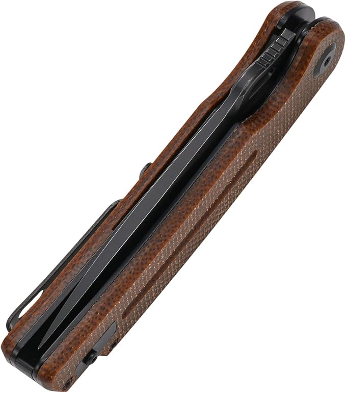 Sitivien ST137 Folding KnifeD2 Satin BladeMicarta Handle EDC Tool Knife for Outdoor Hiking Camping Fishing(Brown)