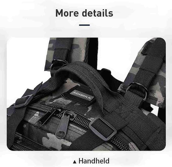 30L Comfortable Durable Military Tactical Backpack w/USA Flag Patch MOLLE Hiking Camping Travel Bag（black camouflage）