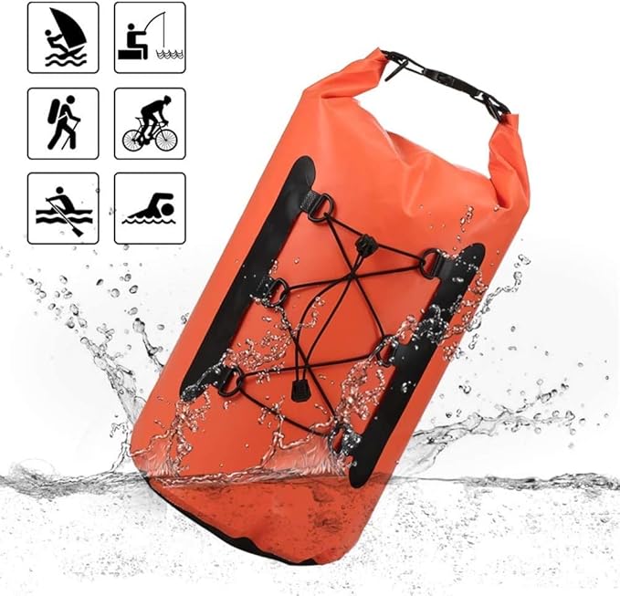 Waterproof Dry Bag Waterproof Beach Bags Lightweight Dry Storage Bag Backpack with Clip Net Waterproof Bag for Kayaking (Color : Black)
