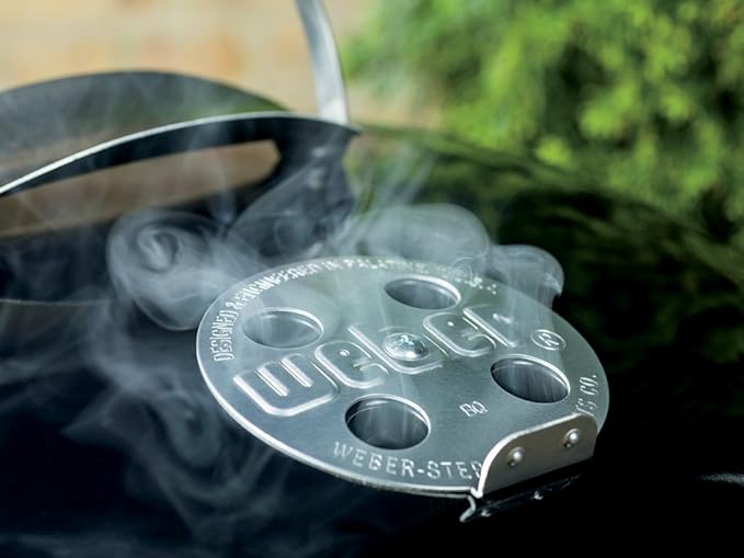 Weber Original Kettle Premium Charcoal Grill 22-Inch Green – Outdoor BBQ Grill with Built‑In Thermometer Heat Control Dampers &amp One‑Touch™ Cleaning System