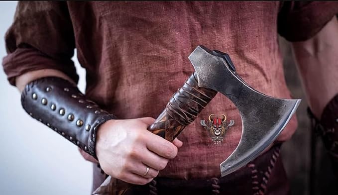 Viking Axe Real of norsmen Custom Handmade ax Medieval Axe Costume Men Camping ax Warrior Axes TomahawkBearded Battle Ready Axeash Wood Handle Gifts Men