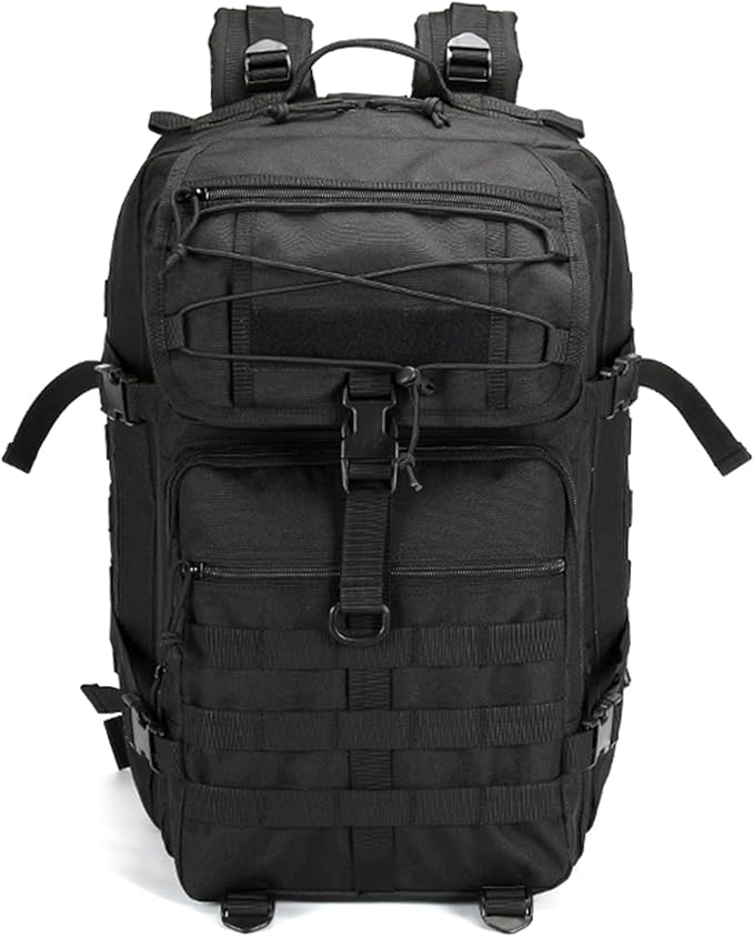 Men's Large Capacity Camping Backpack Oxford Cloth Tactical Rucksack Lightweight Outdoor Hiking Travel Daypack (Black)