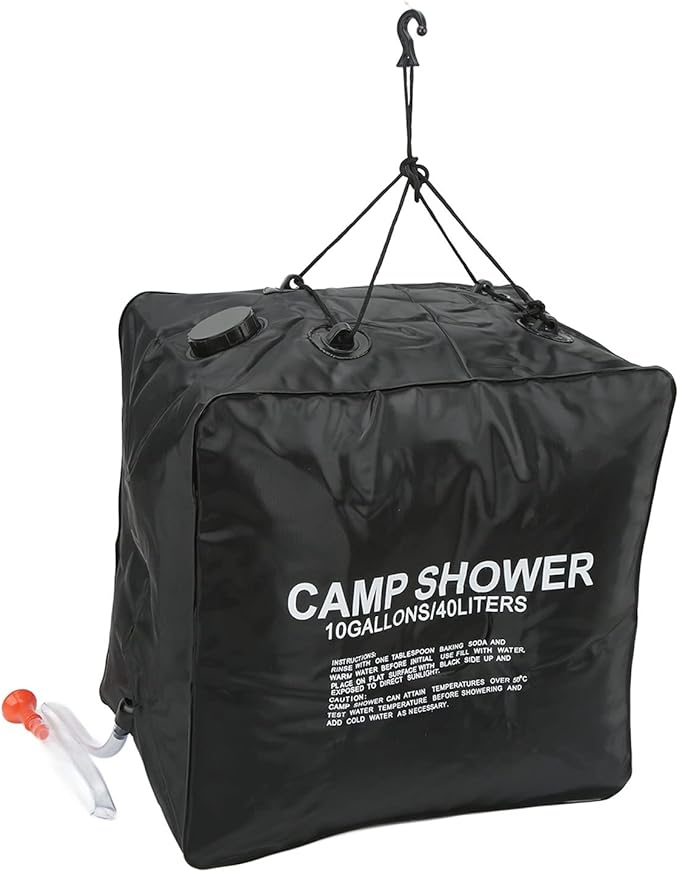 Gavigain 40L Camp Shower Bag Solar Camp Shower Bag with Sprayer PVC Rubber Plastic Cloth Texture UV Proof Coating Shower Water Bag for Outdoor