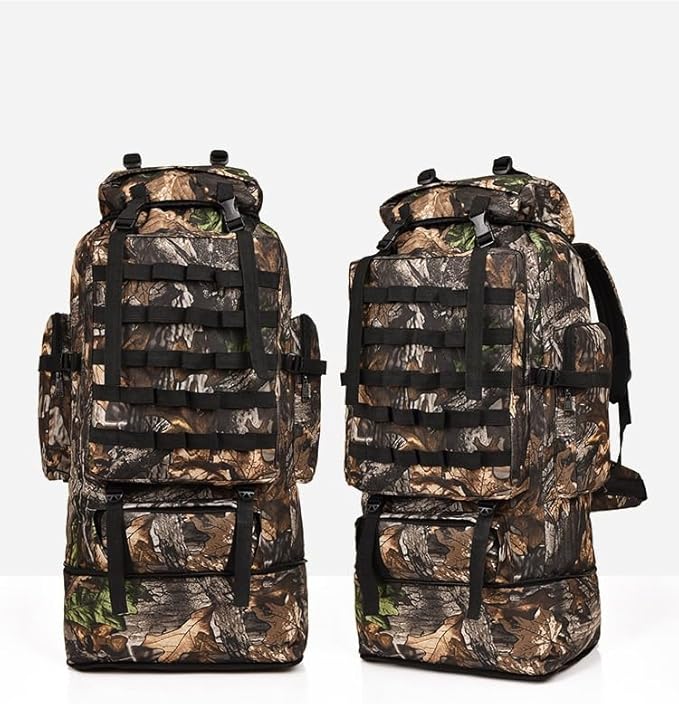 Tactical Backpack Military Molle Hiking 36-55L Camouflage Mountaineering Bag Tactical Trekking Bag Cycling Leaves Camouflage