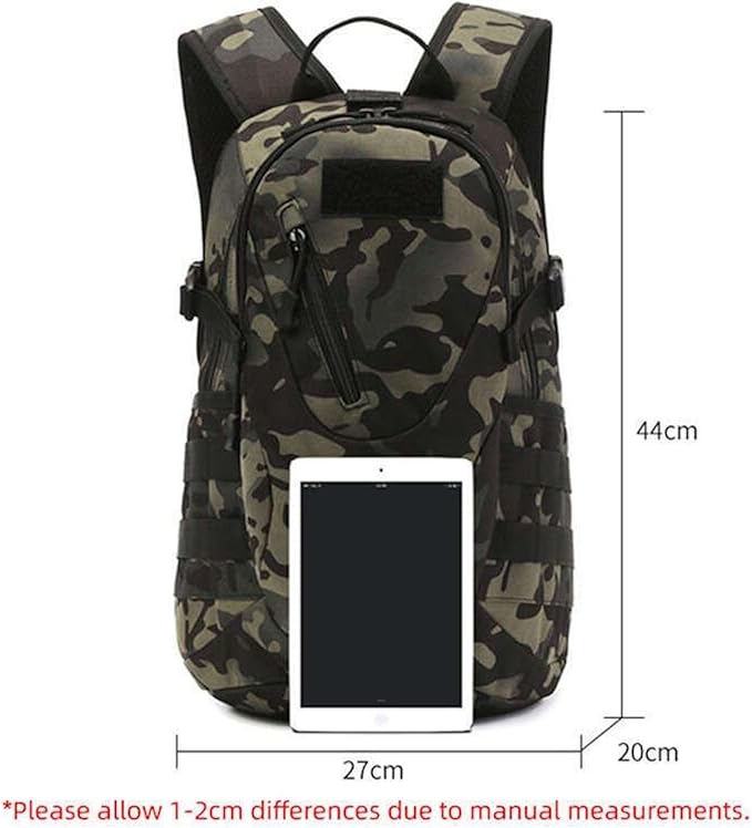 Tactical Backpack with USB Charging Port Durable Outdoor Bag for Men Military-Style Molle System Water-Resistant Travel Backpack (BLACK)