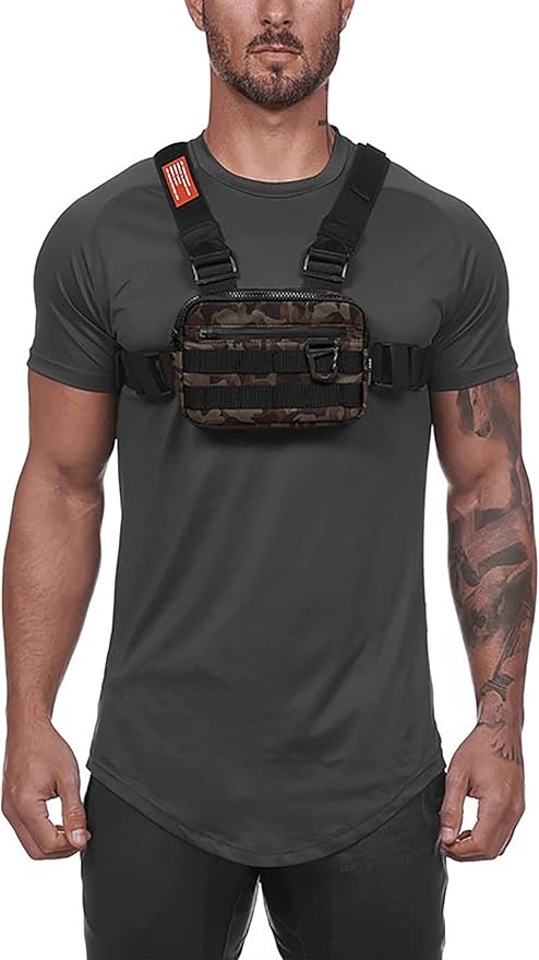 DIOTSR Running Chest Pack Lightweight Chest Bag for Workout Running Tactical Backpack with Extra Phone Holder