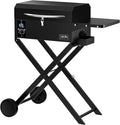 BBQ Wood Pellet Grill Smoker with Foldable Cart Meat Probe 2 Tiers Cooking Area Portable Grilling Stove for Outdoor Kitchen Cooking Smoke and Roast RV Camping Black GS343