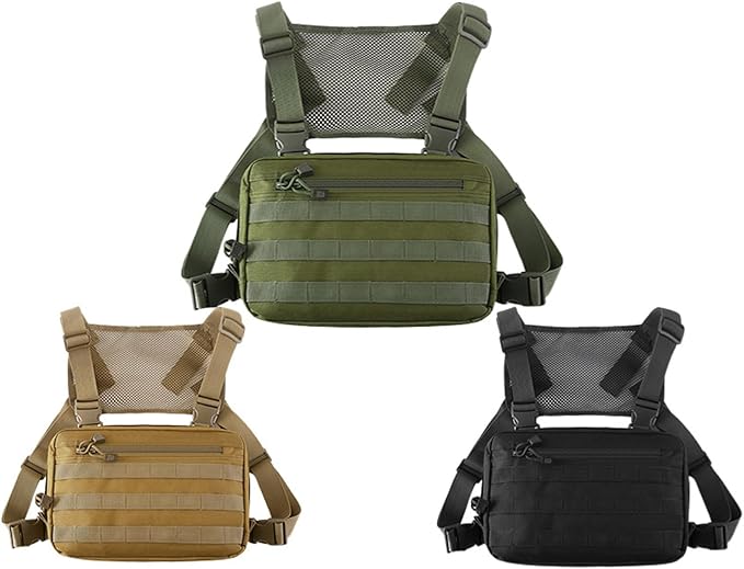 Maizoon Outdoor Tactical Chest Bag with Molle System Small Capacity 8 Liter Adjustable Shoulder Straps Ideal for Camping and Hunting Army Green