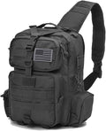REEBOW GEAR Tactical Sling Bag Military Style Single Shoulder Sling Pack (Style 03-Black)