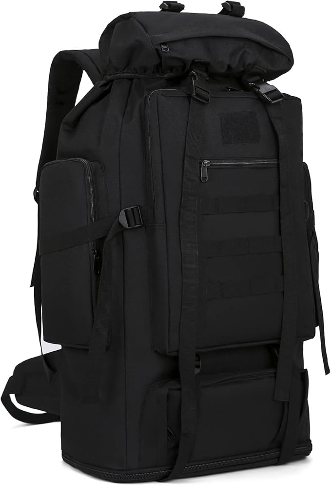 100L Tactical Military Backpack for Men - Waterproof Hiking &amp Hunting Pack with MOLLE System Adjustable Suspension Survival Gear Compartment - Outdoor Camping Trekking Travel Backpack