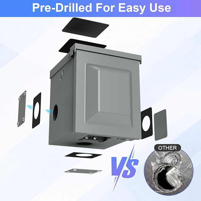30 Amp Generator Inlet Box Pre-DrilledNEMA L14-30P 30A 125V/250V Generator Power Inlet Box for 4 Prong Generator Cord UL Listed Waterproof Dust Proof for Outdoor and Emergency Use