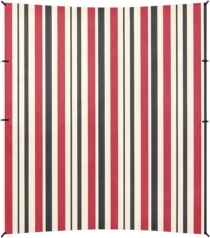 ALAZA Red &amp Black Stripes Beach Tent Sun Shelter UPF50+ Protection Beach Shade Canopy w/ 4 Sandbags for Outdoor Camping Fishing Backyard Fun Picnic 10x9 ft
