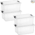 Superio Storage Bins with Lids- 4 Pack 1.85 Qt Clear Boxes for Organizing Stackable Plastic Containers- BPA Free Non-Toxic Odor Free Organizer for Home Office Dorm