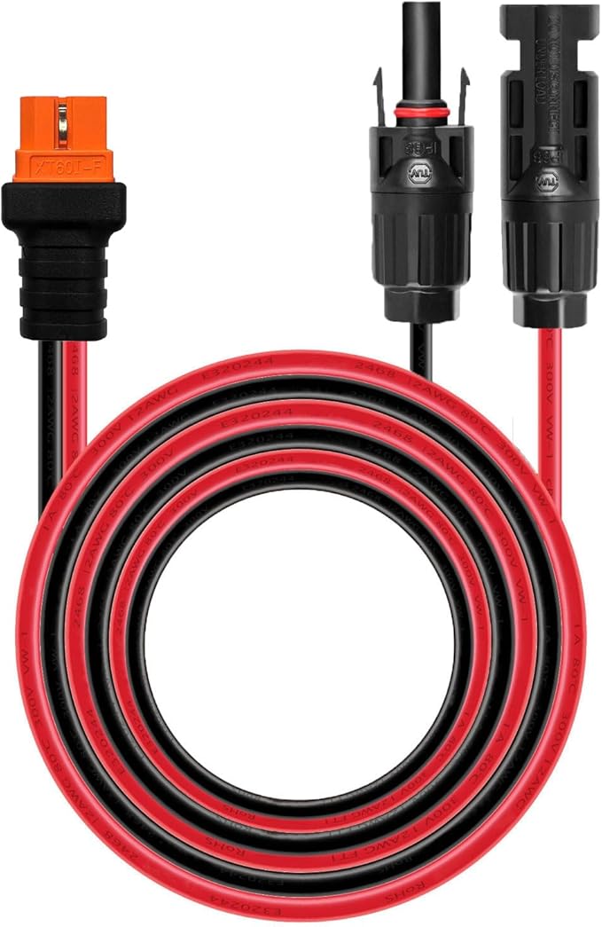 20FT Solar to XT60i Cable 12AWG Compatible with EcoFlow Bluetti Anker Power Stations and Solar Generators