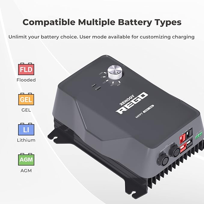 Renogy Solar Charge Controller (Built-in Bluetooth) - REGO 60A 12V/24V Auto DC Input MPPT with Battery Protect Unit forGel Sealed Flooded Lithium Battery